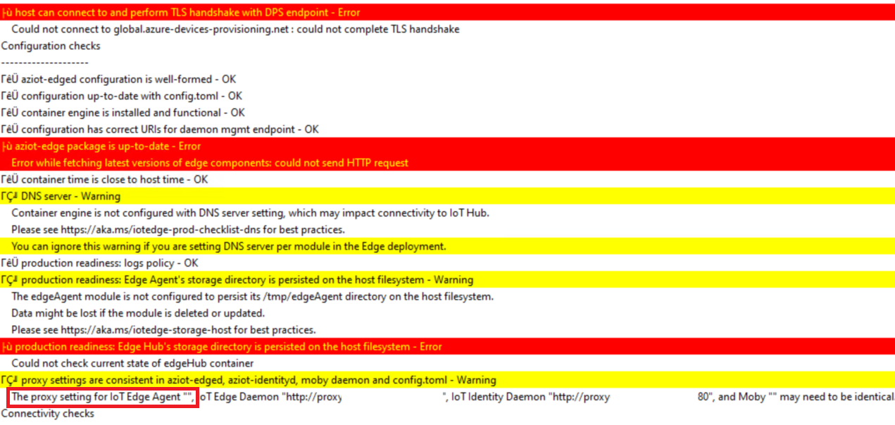 Log file for iotedge chcek